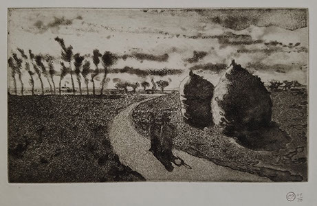 Roulot Fine Prints Camille Pissarro Crépuscule avec meules Twilight with Hayricks print estampe Druck Graphik Grafik stampa etching aquatint