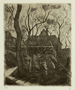 Roulot Fine Prints Camille Pissarro Sente des Pouilleux, à Pontoise (large plate) print estampe Druck Grafik Graphik drypoint Kaltnadel