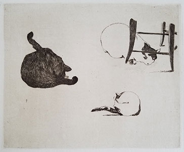 Roulot Fine Prints Edouard Manet Les Chats The Cats print estampe Druck Grafik Graphik stampa incisione etching eau-forte Radierung acquaforte