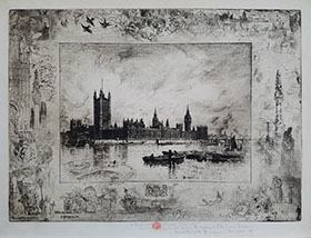 Roulot Fine Prints Félix Buhot Westminster Palace print estampe Druck Grafik Graphik stampa incisione etching eau-forte Radierung acquaforte