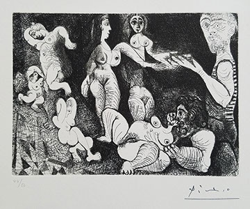Roulot Fine Prints Pablo Picasso Sailor with Two Nudes; Embracing Couple and Preening Nudes Series 156 Plate print estampe Druck stampa